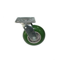 Green Polyurethane Casting Zinc Plating Swivel Fork Antique Industrial Casters Aluminum Core